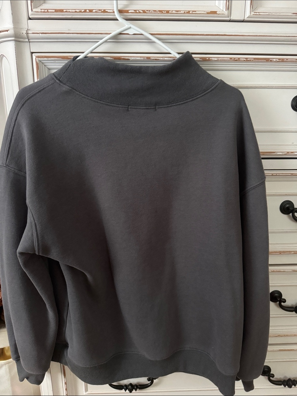 Charcoal Gray Mock Neck Pullover Sweatshirt